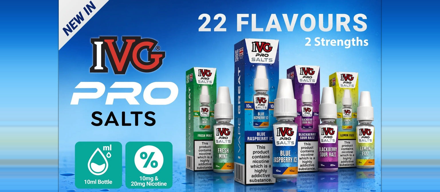 IVG Pro Salts — 22 flavours, 2 strengths