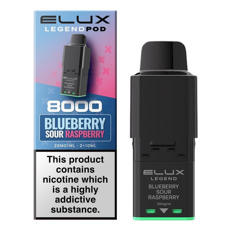 Elux Legend 8000 Prefilled Pods — Blueberry Sour Raspberry — Gorilla Vapes